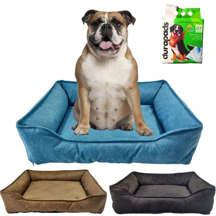Stunning Raised Soft Suede Dog Bed With Cushions image