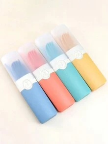 5pcs Plastic Cutlery Set With Box, Portable Reusable Utensils - Multicolor - View 5
