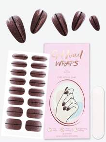 16 miếng dán móng tay gel UV sọc kiểu Pháp màu nâu hình bầu dục, lâu trôi, dễ dán, thích hợp cho tiệc khiêu vũ, tiệc trà chị em - màu nâu - Xem 2