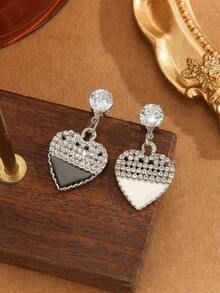 1 Cặp Bông Tai Pha Lê Thủy Tinh Tráng Men Nhỏ Giọt Thời Trang Retro Thanh Lịch Cho Nữ Thích Hợp Cho Trang Phục Công Sở Tiệc Ngày Lễ Hàng Ngày - Đen và trắng - Xem 3