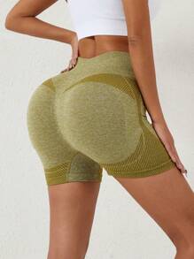 1 peça shorts de treino femininos sem costura, cintura alta, levantamento de bumbum, shorts de ioga justos, estilo europeu e americano