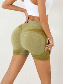 1 peça shorts de treino femininos sem costura, cintura alta, levantamento de bumbum, shorts de ioga justos, estilo europeu e americano