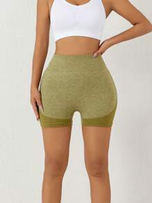 1 peça shorts de treino femininos sem costura, cintura alta, levantamento de bumbum, shorts de ioga justos, estilo europeu e americano