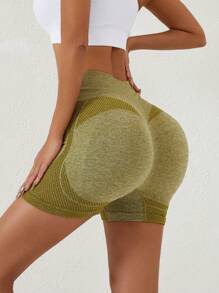 1 peça shorts de treino femininos sem costura, cintura alta, levantamento de bumbum, shorts de ioga justos, estilo europeu e americano