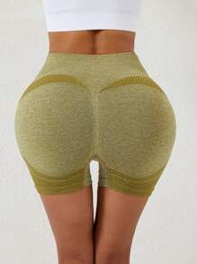 1 peça shorts de treino femininos sem costura, cintura alta, levantamento de bumbum, shorts de ioga justos, estilo europeu e americano