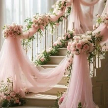 1pc Elegant Pink Sheer Curtain, 26.2ft Chiffon Drape Fabric For Wedding Arch Decor, Party And Event Backdrop, Hanging Wall Decor