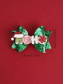 2 kẹp tóc lấp lánh đính sequin Giáng sinh cho nữ, nơ tóc lấp lánh có mũ ông già Noel và chữ cái, phụ kiện tóc Giáng sinh cho nữ, tiệc Giáng sinh, phụ kiện tóc tiệc, sử dụng hàng ngày - Nhiều màu - Xem 5