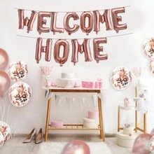 1 Set 32 Inch Rose Gold Alphabet Birthday Proposal Welcome Home Decor Theme Set, Suitable For Gender Reveal Home Decoration Outdoor Party Balloon Kit - Rose Gold - View 5