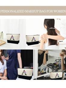 Túi Tote Chữ Hoa Và Túi Đựng Đồ Trang Điểm, Túi Xách Vải Bố Có Chữ Cái Đầu, Túi Đựng Mỹ Phẩm, Túi Quà Tặng Cá Nhân Hóa, Thích Hợp Cho Đám Cưới, Sinh Nhật, Bãi Biển, Ngày Lễ, Cặp Học Sinh, Là Món Quà Tuyệt Vời Cho Phụ Nữ, Mẹ, Giáo Viên, Bạn Bè, Phù Dâu, Học Sinh, Túi Lớn, Quay Lại Trường Học, Túi Xách Tay Đơn Giản Có Sức Chứa Lớn, Túi Tote Đựng Đồ Thường Ngày Di Động, Túi Mua Sắm Đa Năng, Thiết Kế Mới, Sức Chứa Lớn, Lý Tưởng Cho Việc Mua Sắm - Đen và trắng - Xem 9