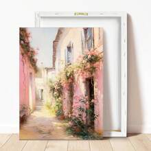 1 件，帆布挂画，实木框架画，粉色小巷画 | 复古欧洲意大利壁画 | 复古粉彩美学家居公寓装饰，家居装饰海报挂画 - 彩色 - 查看 10
