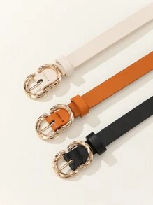 3入組女士金扣萬用腰帶,休閒款