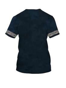 Summer Graphic Tee - Crew Neck, Short Sleeve, Slight Stretch, Polyester, Print Pattern, Casual, Regular Fit, Chic Street Wear For Men