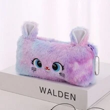1 Cute Cat Plush Pencil Bag Girl Pencil Bag Kawaii Stationery Large Capacity Pencil Case Pencil Case Makeup Bag Storage Bag