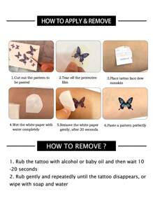 2pcs Fashionable & Cool Temporary Tattoo Stickers, Couple Tattoos, Black Fake Tattoos, One-Time Use, Floral, Chain, Gem, Moon, Mandala, Waterproof & Non-Reflective, Easy To Apply & Remove, Highly Realistic, Suitable For Men & Women On Chest, Leg, Arm, Waist, Abdomen, Foot, Music Festival Party Supplies