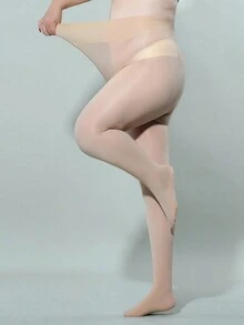 1 Cặp Tất dầu ngựa cỡ lớn xuyên biên giới Châu Âu và Hoa Kỳ, tất chân mịn, bóng, rách mịn, thoáng khí - Màu be - Xem 4