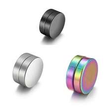 Stainless Steel Magnetic Clip-On Earrings, Minimalist Round Magnetic Ear Studs, Double Sided, Suitable For Men & Women, Sweet & Cute Style Healing Earring