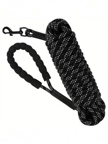 反光夜间遛狗牵引绳 3m/5m/10m 加长牵引绳 适合泰迪、金毛猎犬、大中型小型犬 - 黑色 - 查看 13