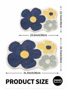 1 件花卉图案浴室垫，卡通可爱涤纶防滑浴室地毯，适用于浴室家居浴室装饰地毯户外地毯门垫秋季装饰浴室配件返校入口装饰 - 彩色 - 查看 3