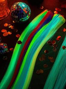 10/20 sztuk Luminous Clip-In Syntetyczne Przedłużki Włosów 20 Calowe Kolorowe Fluorescencyjne Świecące W Ciemności Neonowe Dodatki Do Włosów, Łatwy W Noszeniu Projekt Klipsa, Gładka I Miękka Tekstura Codzienny Modny Akcesorium Damskie Na Imprezy Halloween Nowy Rok