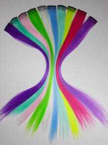 10/20 sztuk Luminous Clip-In Syntetyczne Przedłużki Włosów 20 Calowe Kolorowe Fluorescencyjne Świecące W Ciemności Neonowe Dodatki Do Włosów, Łatwy W Noszeniu Projekt Klipsa, Gładka I Miękka Tekstura Codzienny Modny Akcesorium Damskie Na Imprezy Halloween Nowy Rok
