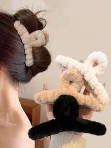 Women's Autumn Winter New Plush Extra Large Hair Clips. Fashionable Popular Extra Large Hair Claw. Bun Clips. Party Daily Versatile Hair Accessories Hair Clips Fall Claw Clip For Vacation Outfits Woman