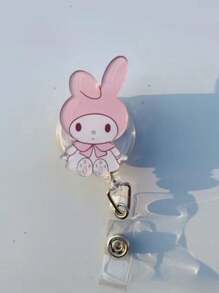 Sanrio 1 pieza Soporte retráctil para credencial con clip de estilo "" de acrílico con película protectora de fácil desprendimiento, perfecto para uso en la oficina