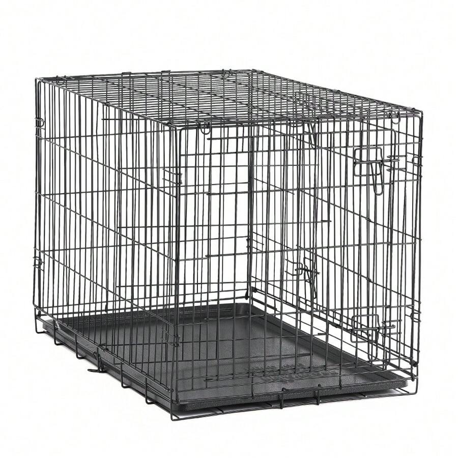 Double Door Foldable Wire Dog Crate With Dividers, XXLarge, 48 Inch