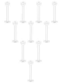 CIZME 16pcs/Set 16G Clear Acrylic Bioflex Cartilage Earrings, Lip Rings, Nose Studs, Lip Studs, Tragus Earrings, 6mm/8mm/10mm/12mm - Clear - View 10