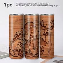 20oz Deer Hunting 3D Print Insulated Skinny Tumbler With Straw And Lid | 304 Stainless Steel Travel Coffee Cup | Festival Gift For Men And Women | Age 14+ | Durable Outdoor Canteen Back To School
