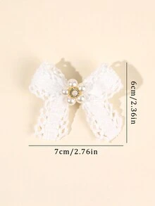 2 piezas Lazos de encaje para el cabello de niña con clips de caimán con perlas, lazos de malla simple para fiesta de boda, pasadores de cabello elegantes con bordados, accesorios para el cabello de niños