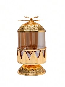 Hũ thủy tinh trang trí sang trọng có nắp vàng, hộp đựng kẹo/đồ ăn nhẹ phong cách Châu Âu/Mỹ - Vàng - Xem 6