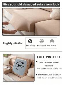 1 Vỏ bọc ghế sofa nhung màu trơn, co giãn quấn quanh, ấm áp và thoải mái, đơn giản và phong cách, vỏ bọc ghế sofa chống trượt thân thiện với vật nuôi có thể giặt được, thích hợp cho ghế sofa 1/2/3/4 chỗ ngồi trong phòng khách, phòng ngủ, phòng học - Màu Khaki - Xem 5