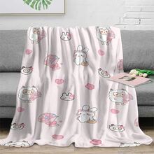Blanket 1pc150*200cm Rabbit Flower Cat Cherry Fruit Copy Pattern Blanket Blanket Comfortable Soft Skin-Friendly Plush Blanket Flannel Blanket, Sofa Blanket Suitable For Adults At Home/Picnic/Travel, Gifts For Friends, Family And Partners To Keep Warm Warm Blanket Suitable For Bed Blankets, Air Conditioning Blankets, Bath Towels, Sofa Blankets, Pet Blankets, Nap Blankets, Suitable For All Scenes. - Multicolor - View 2