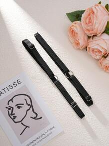 2pcs Elegant Sexy Bride Garter With Heart & Geometric Patterns, Adjustable White Elastic Thigh Garter Sets Valentines