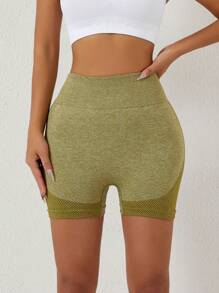 1 peça shorts de treino femininos sem costura, cintura alta, levantamento de bumbum, shorts de ioga justos, estilo europeu e americano