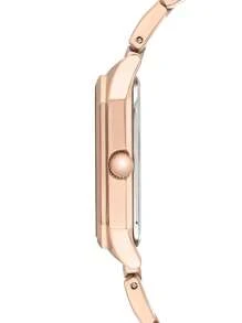 Anne Klein Women's Rose Gold Tone Quartz Watch Ladies Elegant Bracelet Watch With Glossy White Dial Watch For Women With Adjustable Link Bracelet And Jewelry Clasp,AK/3774RGRG