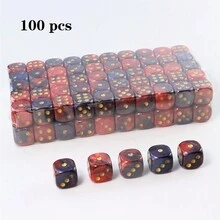 100pcs Colorful Marble D6 Acrylic Round Corner Dice, Premium Durable Dice, Suitable For Games, Math, And Classroom Teaching (12mm) - Multicolor - View 7