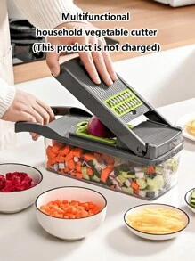 1Set Vegetable Onion Chopper, Kitchen 14 In 1 Food Chopper 8 Blades Cutter With Container Home Kitchen Vegetable Cutter, Manual Vegetable Cutter - Multicolor - View 2