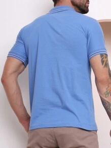 Men's Adult Cotton Polo Shirt - Baby Blue - View 2