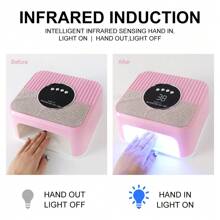 LIMEGIRL مصباح أظافر LED 45 خرزة ماسية، مصباح علاج طلاء أظافر جل LED/UV مع 4 إعدادات مؤقت، شاشة LCD ذاتية الاستشعار، أداة مهنية لصالون الأظافر - قابس اتحاد أوروبي نوع C (220 إلى 240 فولت) - مشاهدة 4