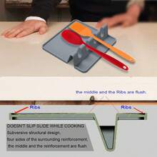 1 Giá để đồ dùng nhà bếp bằng silicon có miếng lót hứng mỡ cho nhiều đồ dùng, Giá để thìa chịu nhiệt & Giá để thìa cho bếp, Giá để đồ dùng nhà bếp cho muôi & kẹp - Nhiều màu - Xem 11