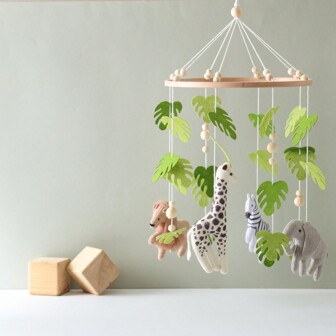 Tropische stijl hangende regenwouddieren babywieg mobiel, rustgevend slaapspeeltje voor baby's, hangend bed voor thuisdecoratie, natuurlijke elementen dicht bij de natuur