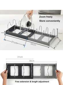 1개 조절 가능한 주방 냄비 뚜껑 수납 랙, 수납형 내부 캐비닛 냄비 & 팬 주방 정리대, 식탁 위 볼 & 접시 랙, 뚜껑 홀더, 주방 용품 서랍 정리대