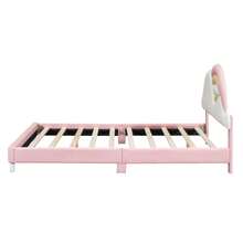 okwish lit enfant okwish 90x200cm, 140x200cm, lit simple, lit d'adolescent, lit rembourré, forme unique, tête de lit nuage arc-en-ciel, sommier à lattes en bois massif, PU, ​​rose (sans matelas)