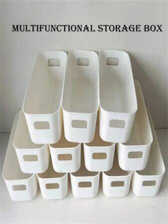 Lot de 10 bacs de rangement empilables en plastique avec poignées - Paniers de rangement multifonctionnels pour bureau, maison, placard - Contenants pour articles de papeterie, cosmétiques, chaussettes, sous-vêtements - Organisateurs de tiroirs pratiques pour la maison et le bureau, salle de bain, cadeau de panier, panier, paniers, boîte, cuisine, accessoires de cuisine, ustensiles de cuisine, organisateur de cuisine, organisateur de maquillage, articles de mariage, décorations florales, articles ménagers, table, décorations pour la maison, organisation et rangement à la maison, décoration de chambre