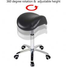 Antlu Saddle Stool Rolling Chair For Medical Massage Salon Kitchen Spa Drafting,Adjustable Hydraulic Stool With Wheels (Without Backrest, Black) - 黑色 - 查看 10