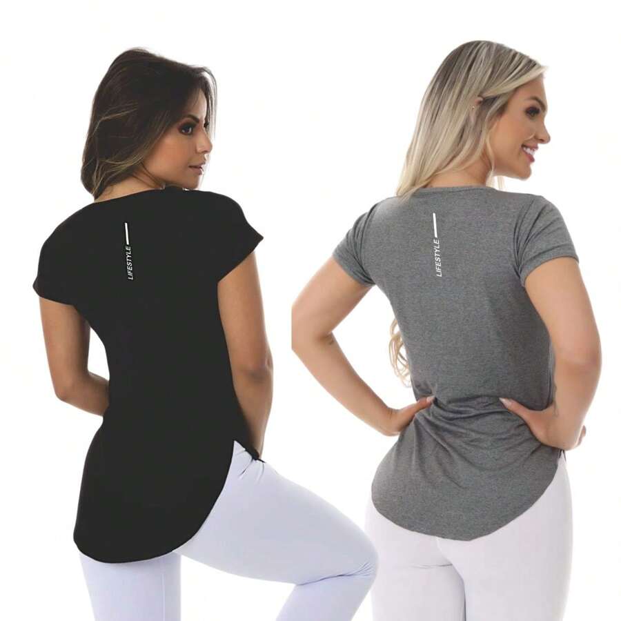 Kit 2 Blusa Academia Feminina Life Style