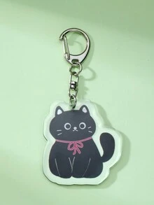 1 件可爱亚克力黑猫钥匙扣，搞笑卡通猫吊坠配饰，包包饰品装饰，送给爱猫人士朋友的礼物 - 黑色 - 查看 13