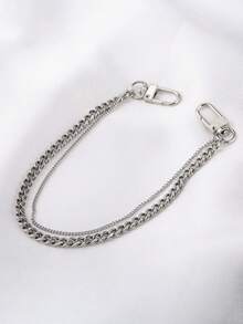 1 chiếc quần xích hai lớp bằng thép không gỉ phong cách kim loại tối giản dành cho nam phụ kiện thường ngày - Bạc - Xem 1