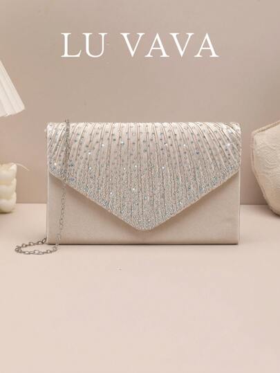 Bolso sobre pequeño con detalle de pliegue y decoración de diamantes de imitación, para San Valentín